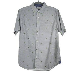 Jachs Gray and White Striped Button Down Shirt with Cactus Print NWT Size Small